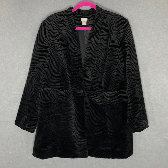 Chico's Velvet Zebra Print Blazer Jacket‎ Career Party Elegant Size 3 (16/18) - Picture 1 of 13